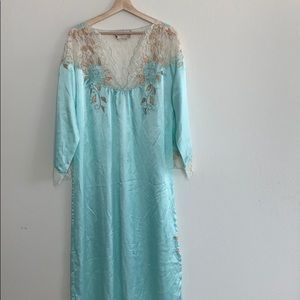 Oscar de la Renta | long slip sleep dress w lace and roses